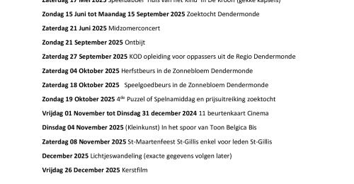 Jaarplanning 2025